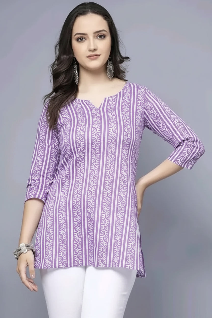Lavender Short Kurti, Stylish Women's Pure Cotton kurti