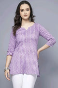 Lavender Short Kurti, Stylish Women's Pure Cotton kurti