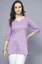 Lavender Short Kurti, Stylish Women's Pure Cotton kurti
