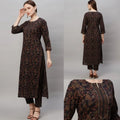 Cotton Blend Printed Kurti with Pant for Women (Multicolor, S)