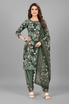 Women’s Crepe Printed Unstitched Dress Material – Elegant Ethnic Fabric (Green, 2M)