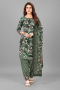 Women’s Crepe Printed Unstitched Dress Material – Elegant Ethnic Fabric (Green, 2M)