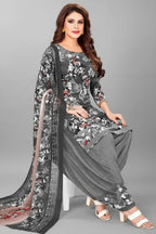 Women’s Crepe Printed Unstitched Dress Material – Elegant Ethnic Fabric (Grey, 2M)