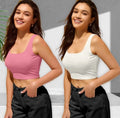 Women’s Cotton Blend Solid Tops – Casual Everyday Wear (White & Pink, Pack of 2)