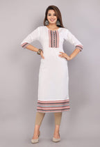 Women's Cotton Embroidered Straight Kurti – Elegant Casual & Ethnic Wear